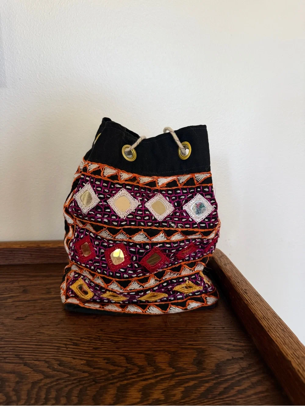 Vintage Indian Banjara Shisha Bucket Bag